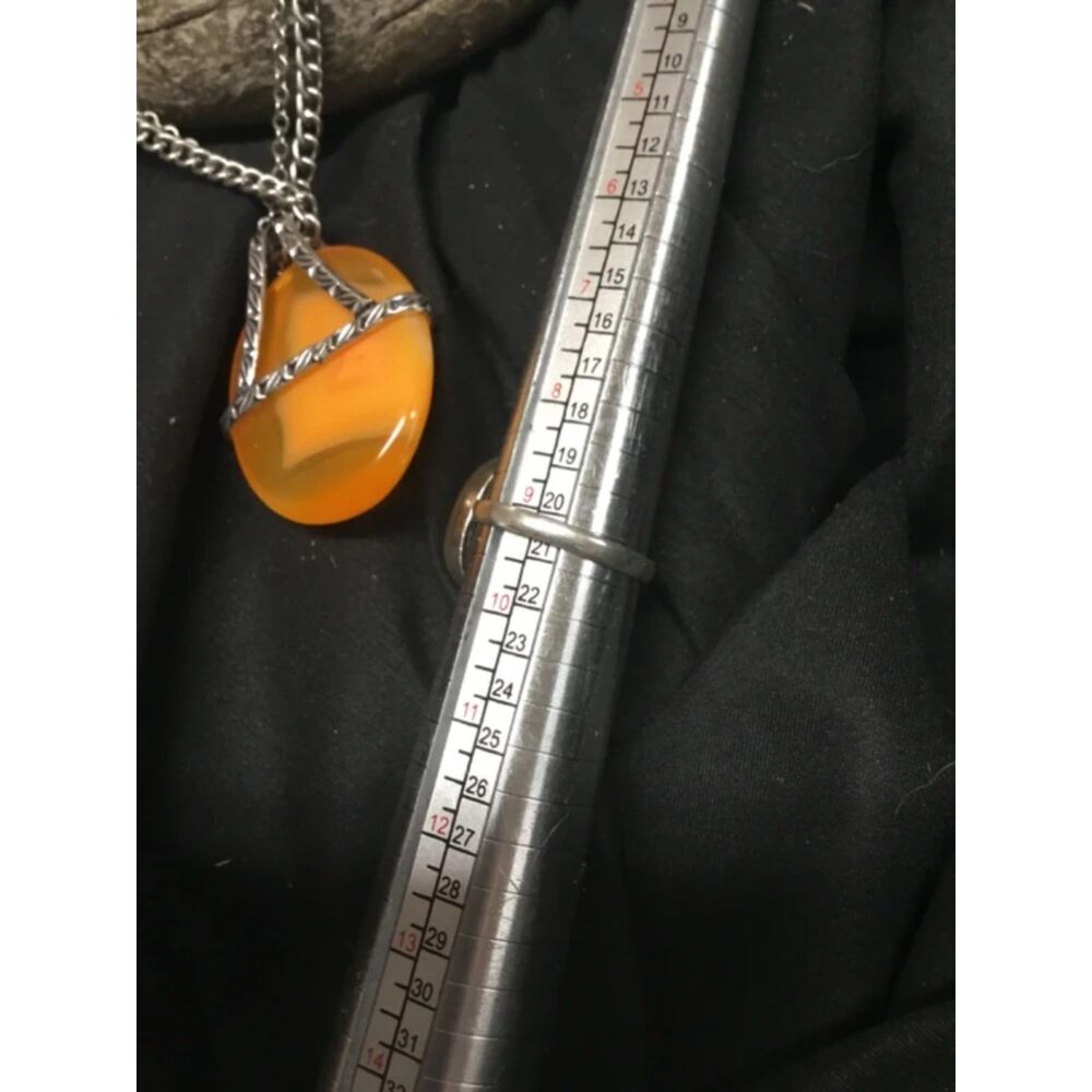 orange agate necklace and rings happy boho